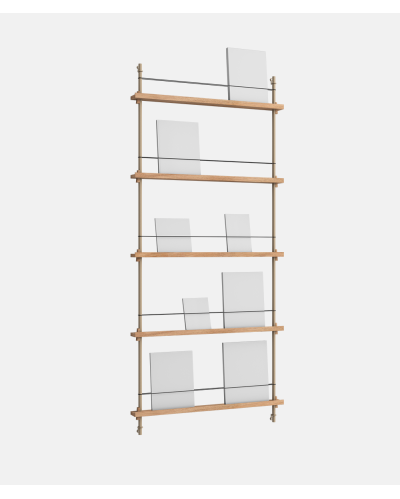 Magazine Shelving - MS.180.1 - Oak and Warm Grey - Moebe